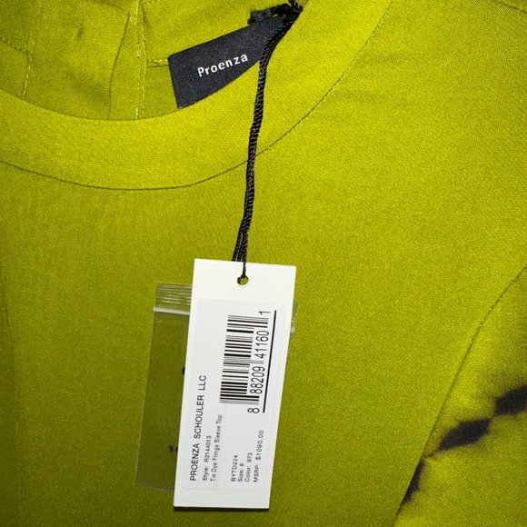 NWT- Proenza Shouler Tie-dye Fringe-sleeve Top In Chartreuse Multi - Picture 9 of 10